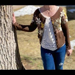 Anthropologie Moth Embroidered Sweater
